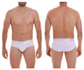 White unico 22120201105 cristalino m22 briefs with subtle elastic waistband and gray unico logo in white color