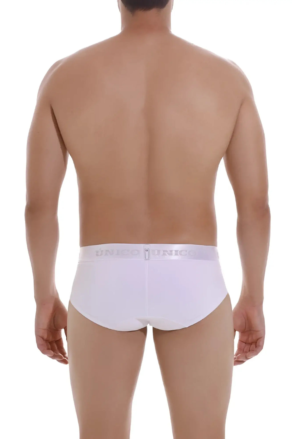 White unico 22120201105 cristalino m22 briefs with subtle gray logo band in white cotton fabric