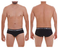 Black unico 22120201114 nebuloso m22 men’s briefs with gray elastic waistband and white brand name lettering