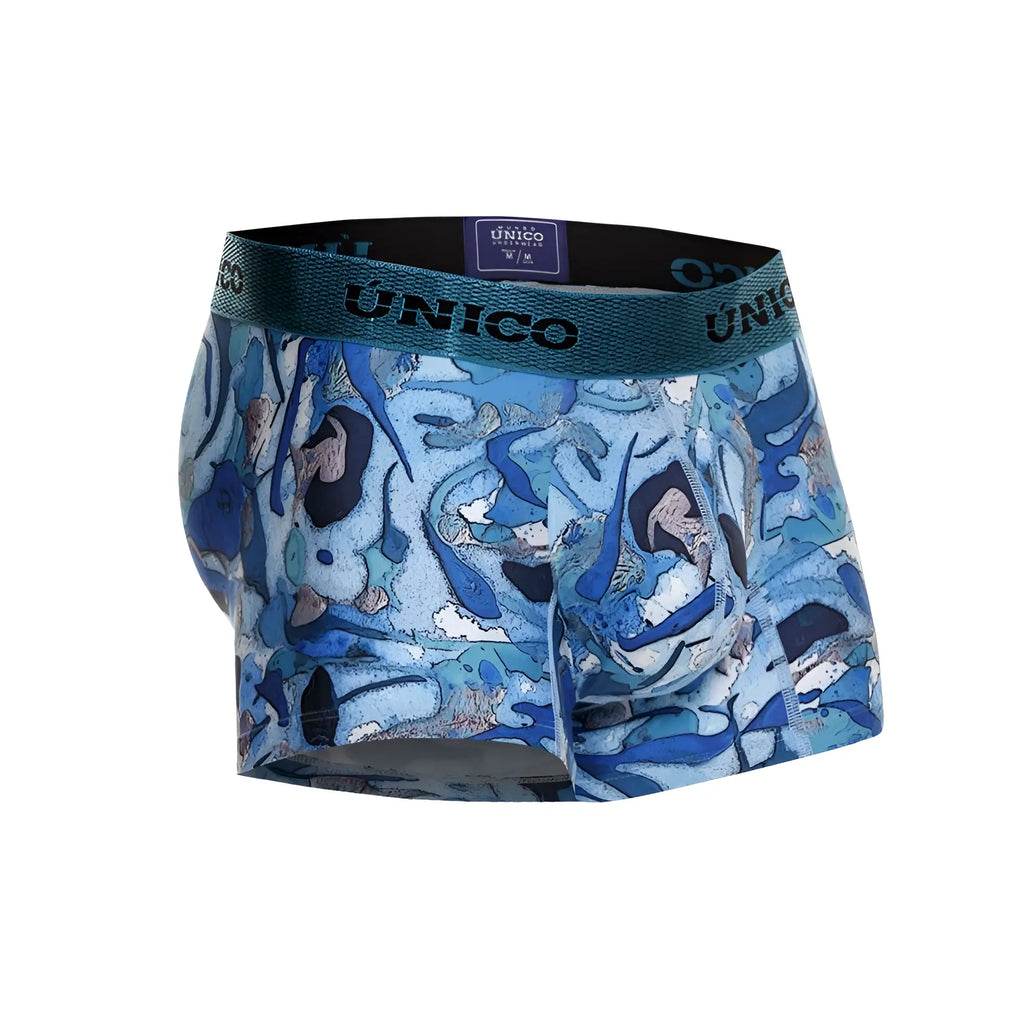 Blue patterned unico 23080100106 atlantida men’s boxer briefs with textured elastic waistband color 46-blue