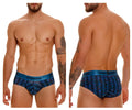 Blue patterned unico 23080101121 filamento briefs in blue with geometric design and elastic waistband