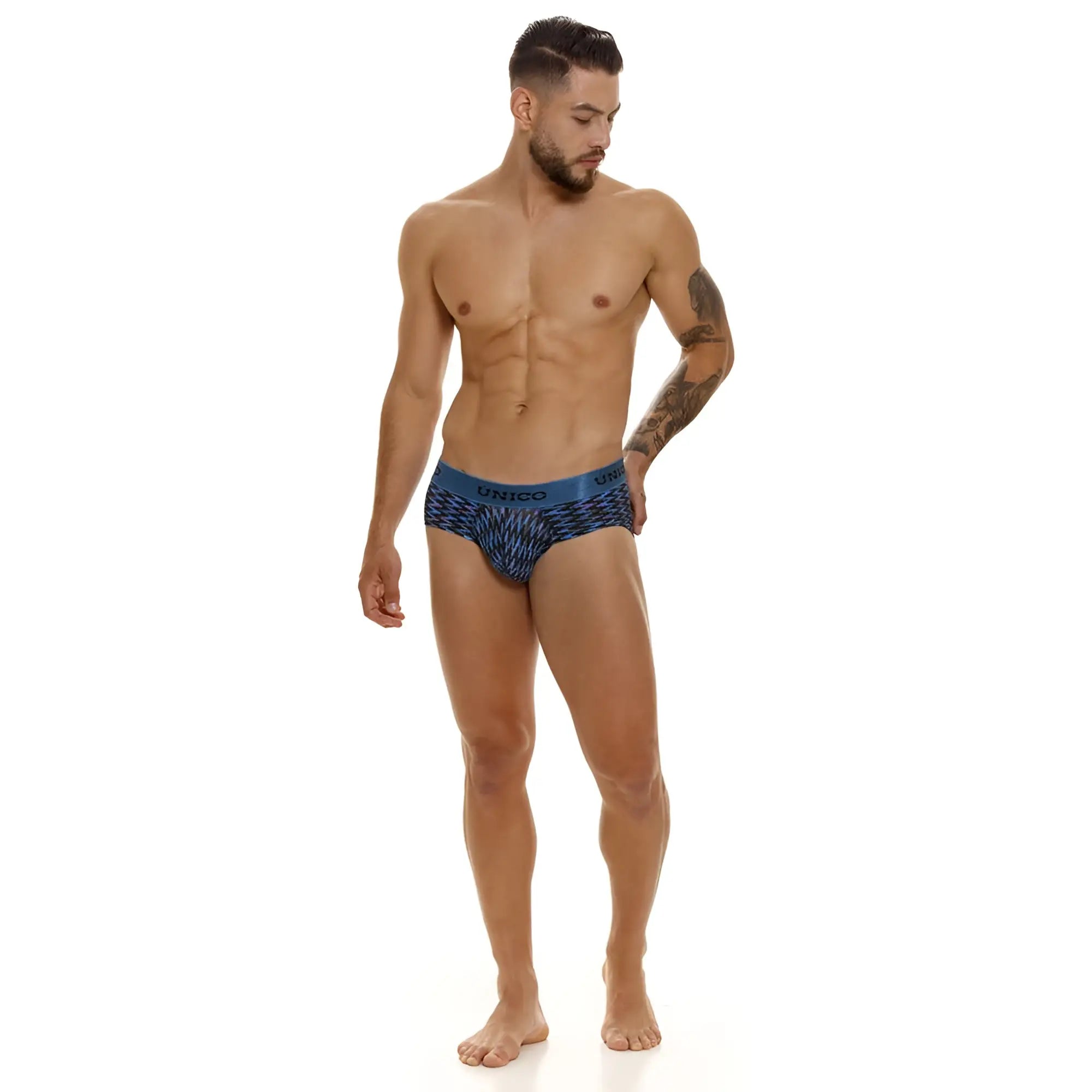 Blue patterned unico 23080101121 filamento briefs with a textured design for men in color 46-blue