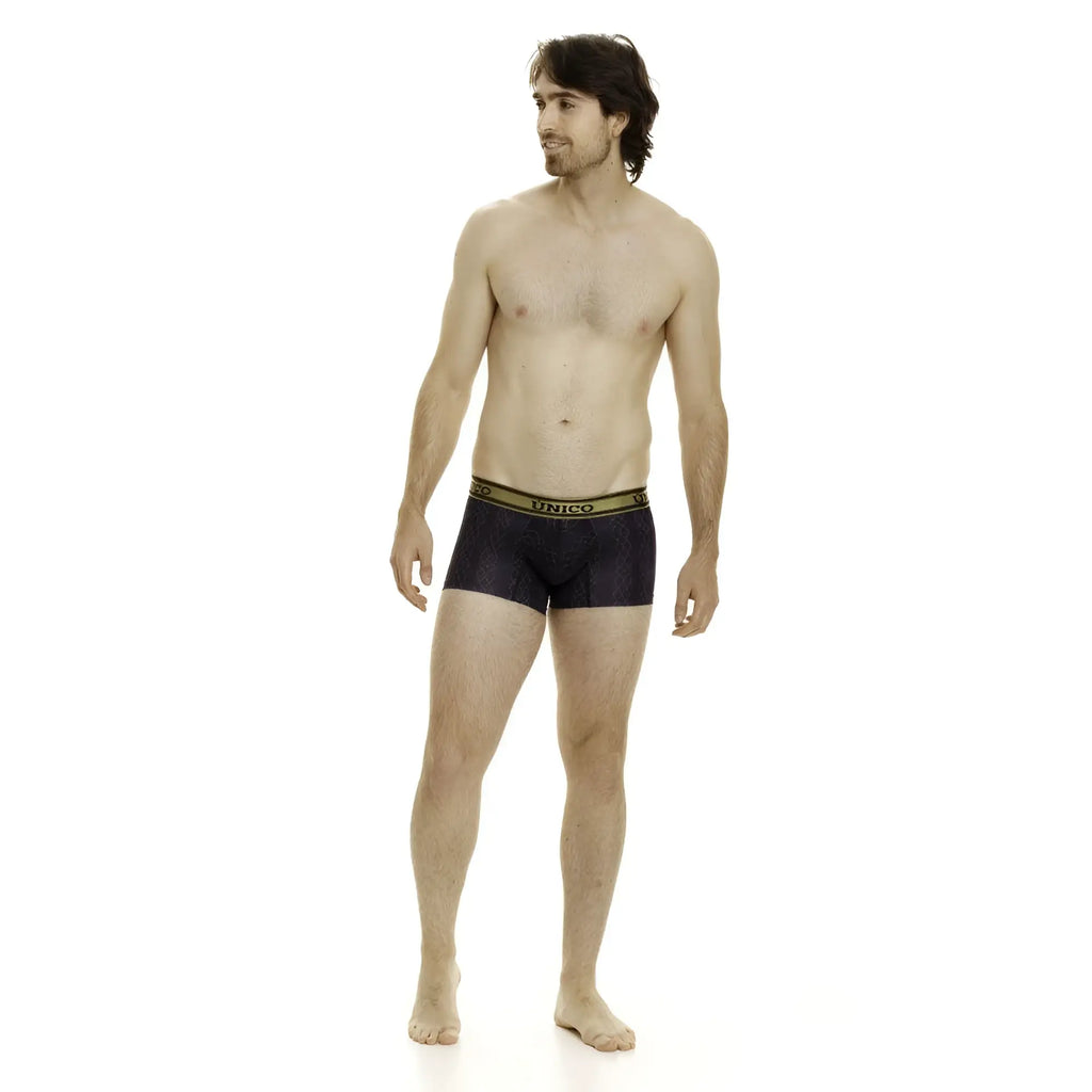 Black unico 24020100106 laca trunks with gold-trimmed waistband and patterned briefs in color 46-black