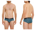 Blue leopard-print briefs with black elastic unico waistband in color 46-blue from unico 24020101110 redondel collection