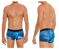 Blue galaxy-patterned men’s boxer briefs with black elastic waistband branded citrico unico 24080100110 infinito trunks
