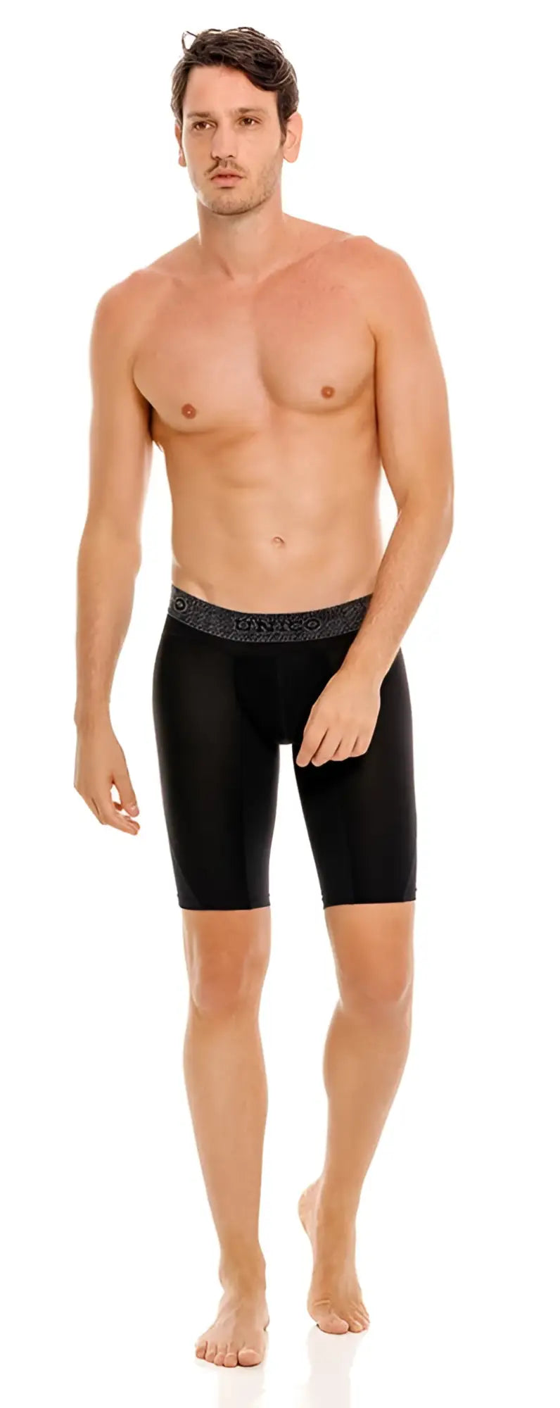 Unico 24080100322 Ardid boxer briefs in black with patterned waistband made from comfortable athletic fabric