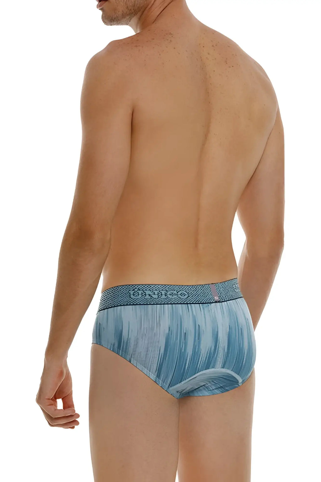 Blue unico 24080101112 hilada briefs with patterned fabric and textured dunno waistband for comfortable wear