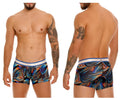 Unico 24100100104 Calamo trunks vibrant wave pattern boxer briefs in bold blues oranges purples with white waistband