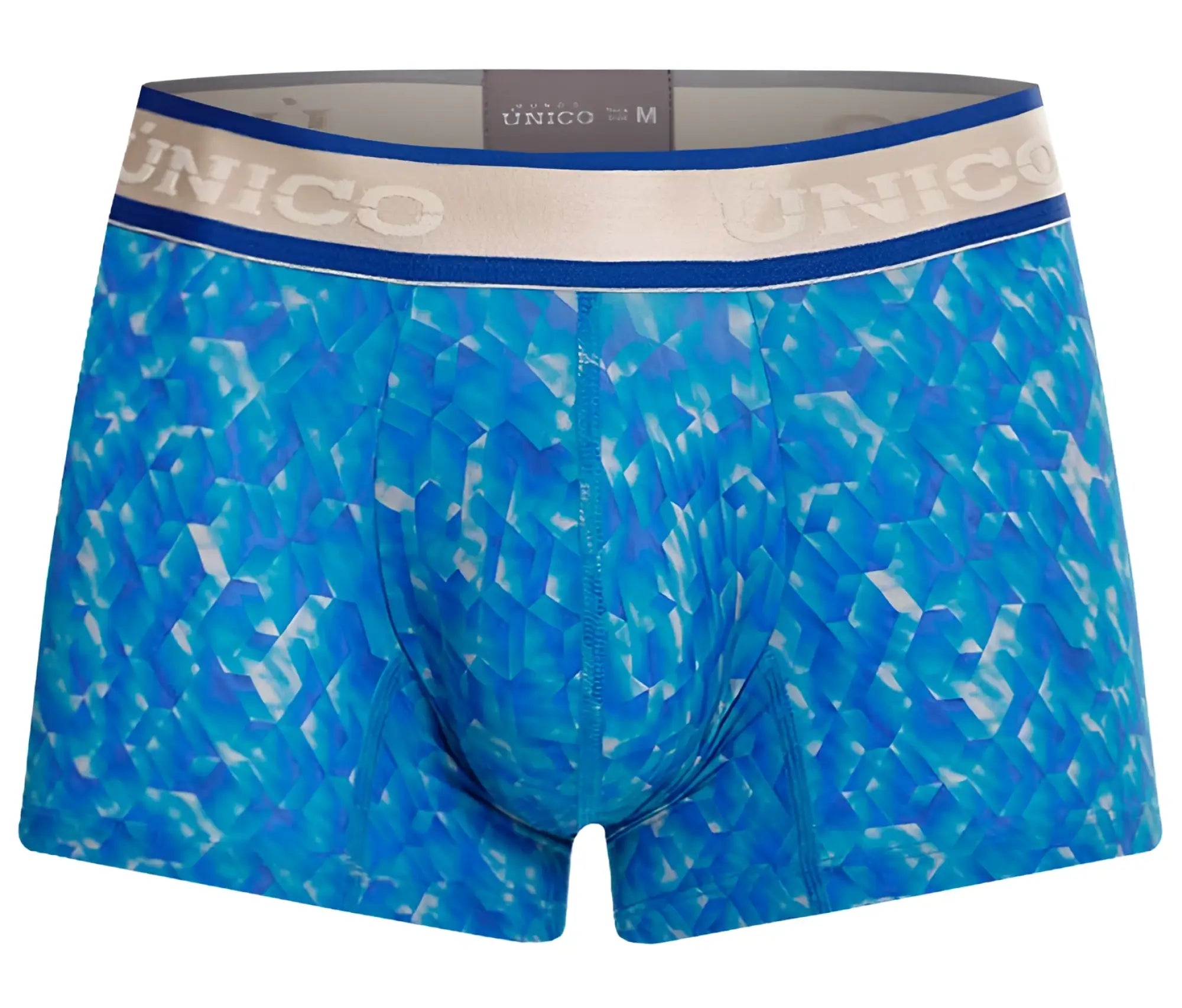 Blue patterned unico 24100100106 palindromo trunks men’s boxer briefs with geometric design and elastic waistband