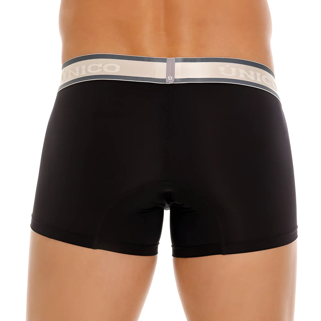 Black unico 24100100126 tamiz boxer briefs with gray and white elastic waistband featuring brand name