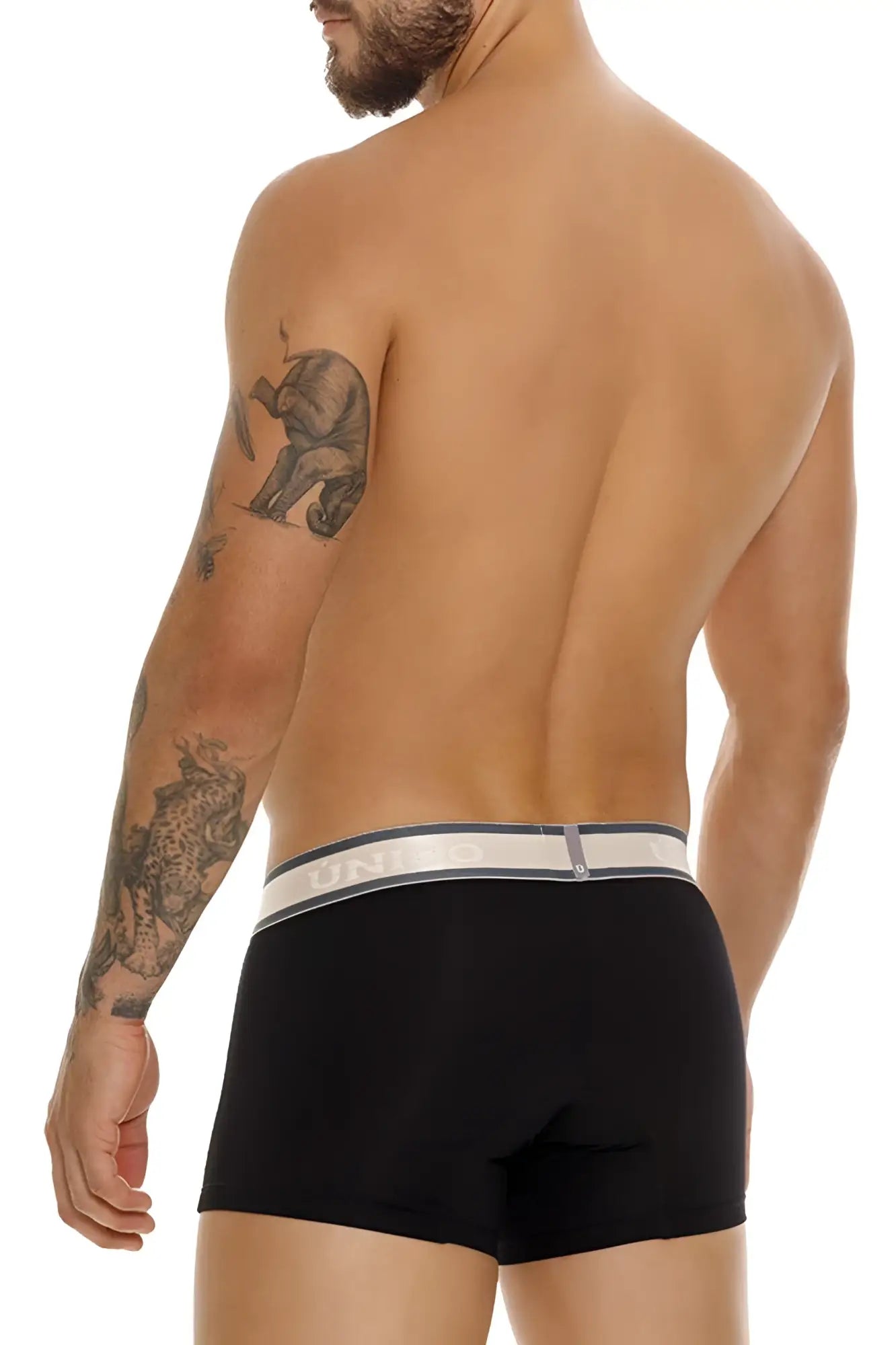 Black unico 24100100126 tamiz briefs with a white and gray uniqlo branded elastic waistband color 99 black