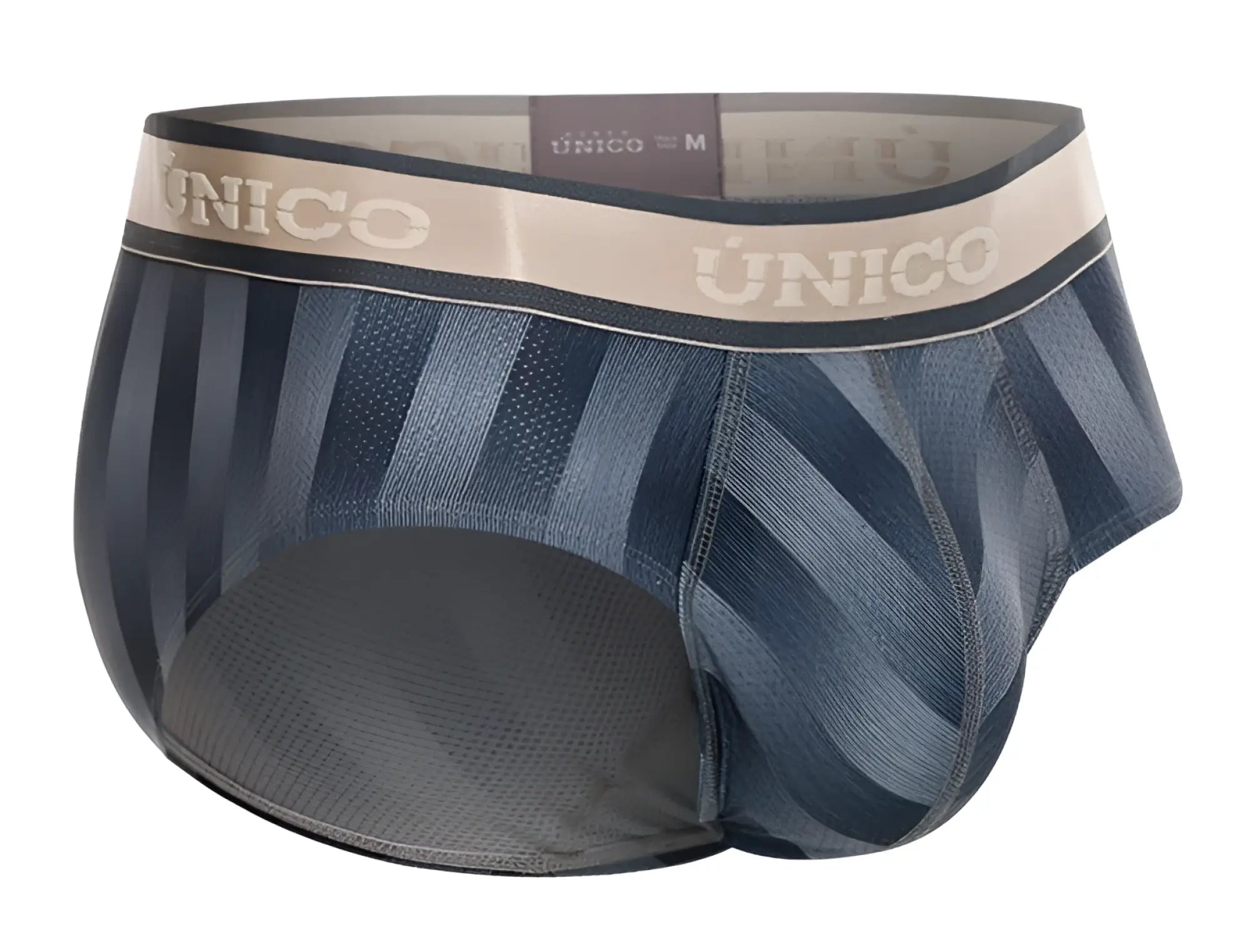Blue striped unico 24100101114 ejes briefs with beige waistband gray color for comfortable everyday wear