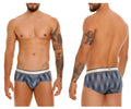 Unico 24100101114 ejes brief blue and gray striped men’s briefs with white elastic waistband front view