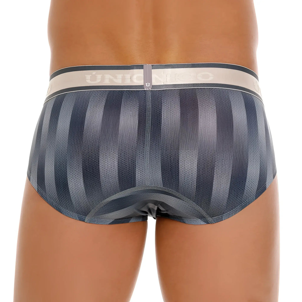 Unico 24100101114 Ejes briefs gray striped union jack design with contrasting light gray waistband for comfortable wear