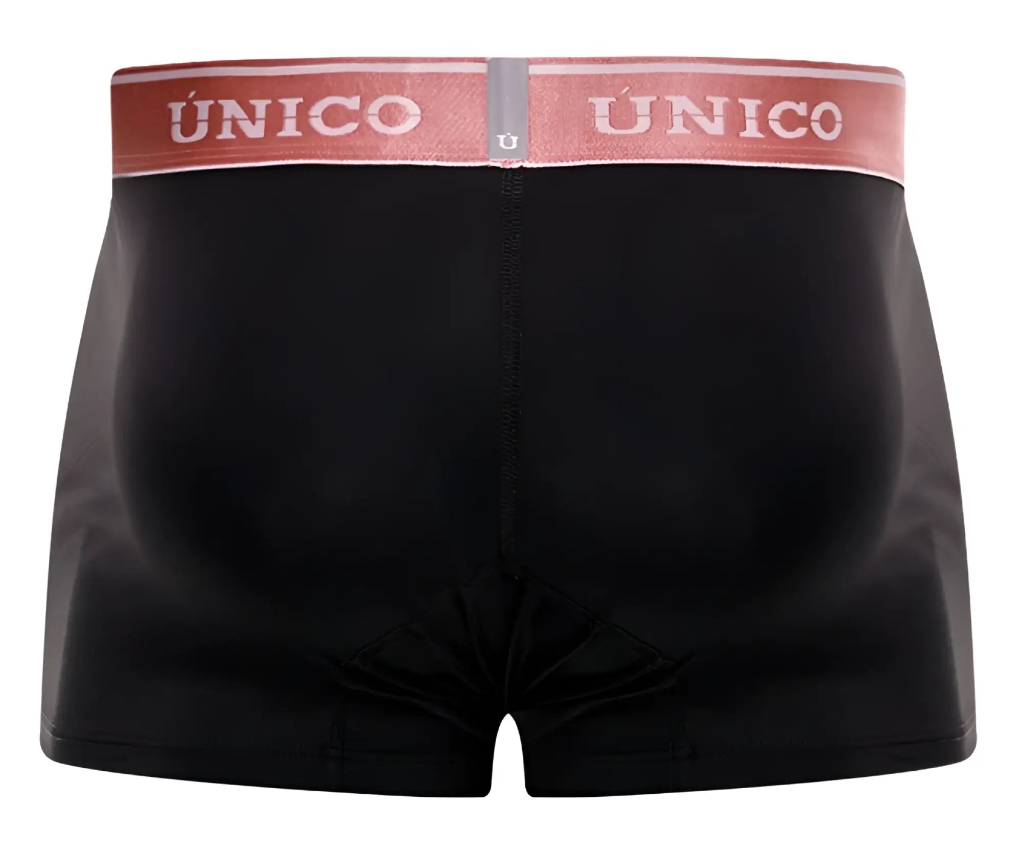 Black unico boxer briefs with pink waistband featuring unico brand name in white lettering model oro rosa trunks color 99-black