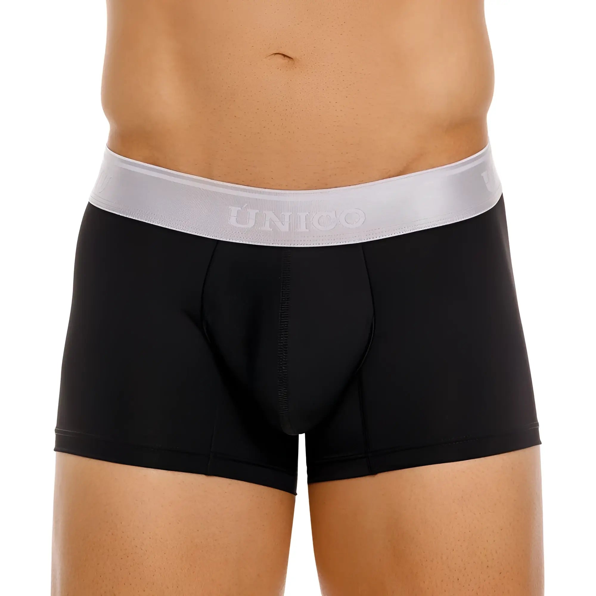 Black unico boxer briefs with a silver waistband from unico 24110100109 argento trunks color 99-black