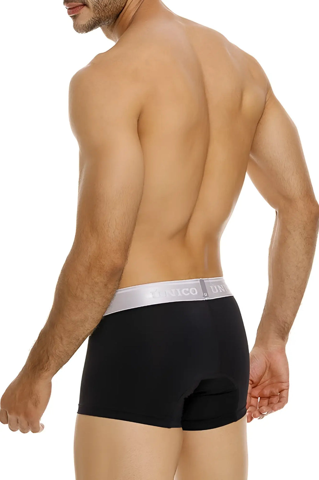 Black men’s briefs with silver unico usa waistband in argento trunks color 99 black front view