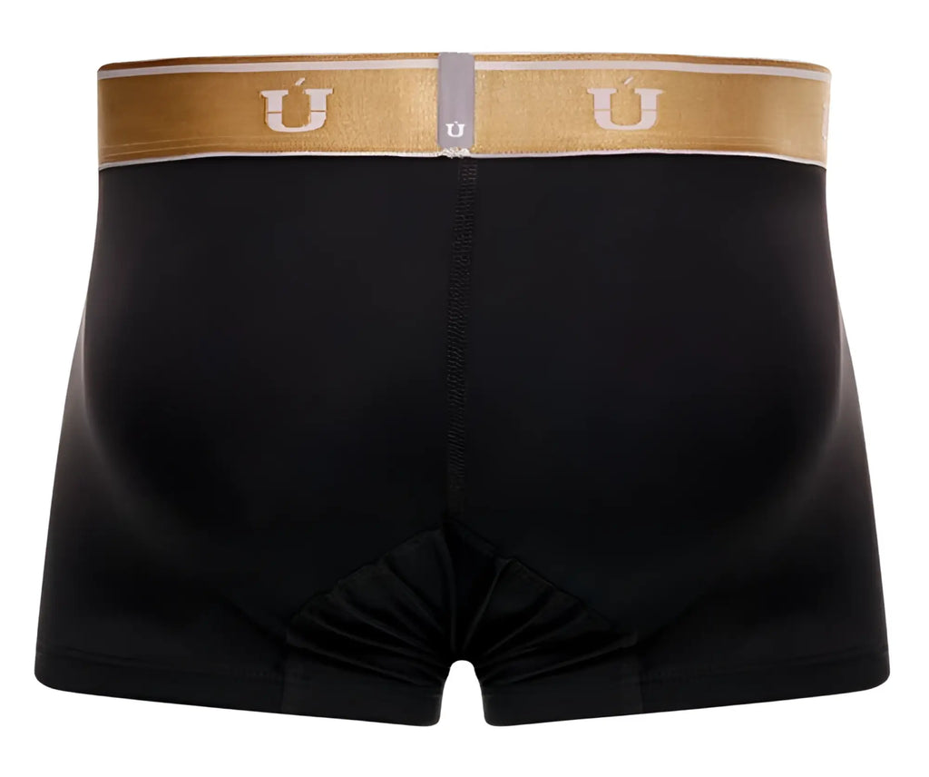 Black unico 24110100110 lingote trunks briefs with gold waistband and white ú logo in color 99 black