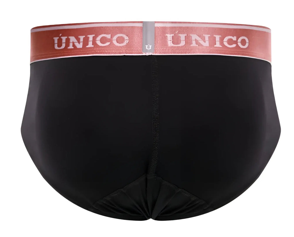 Black unico 24110101108 oro rosa men’s briefs with red waistband featuring white brand name lettering