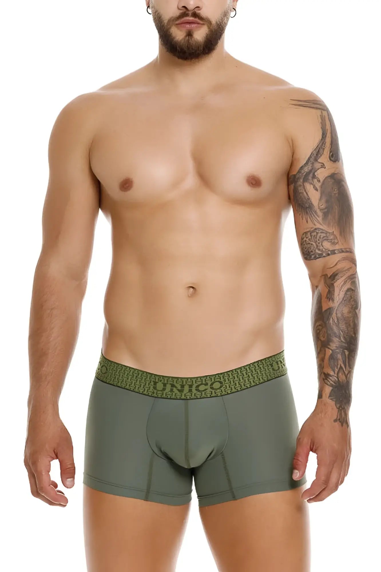 Olive green unico 25020100105 glauco trunks boxer briefs with patterned waistband for comfortable daily wear