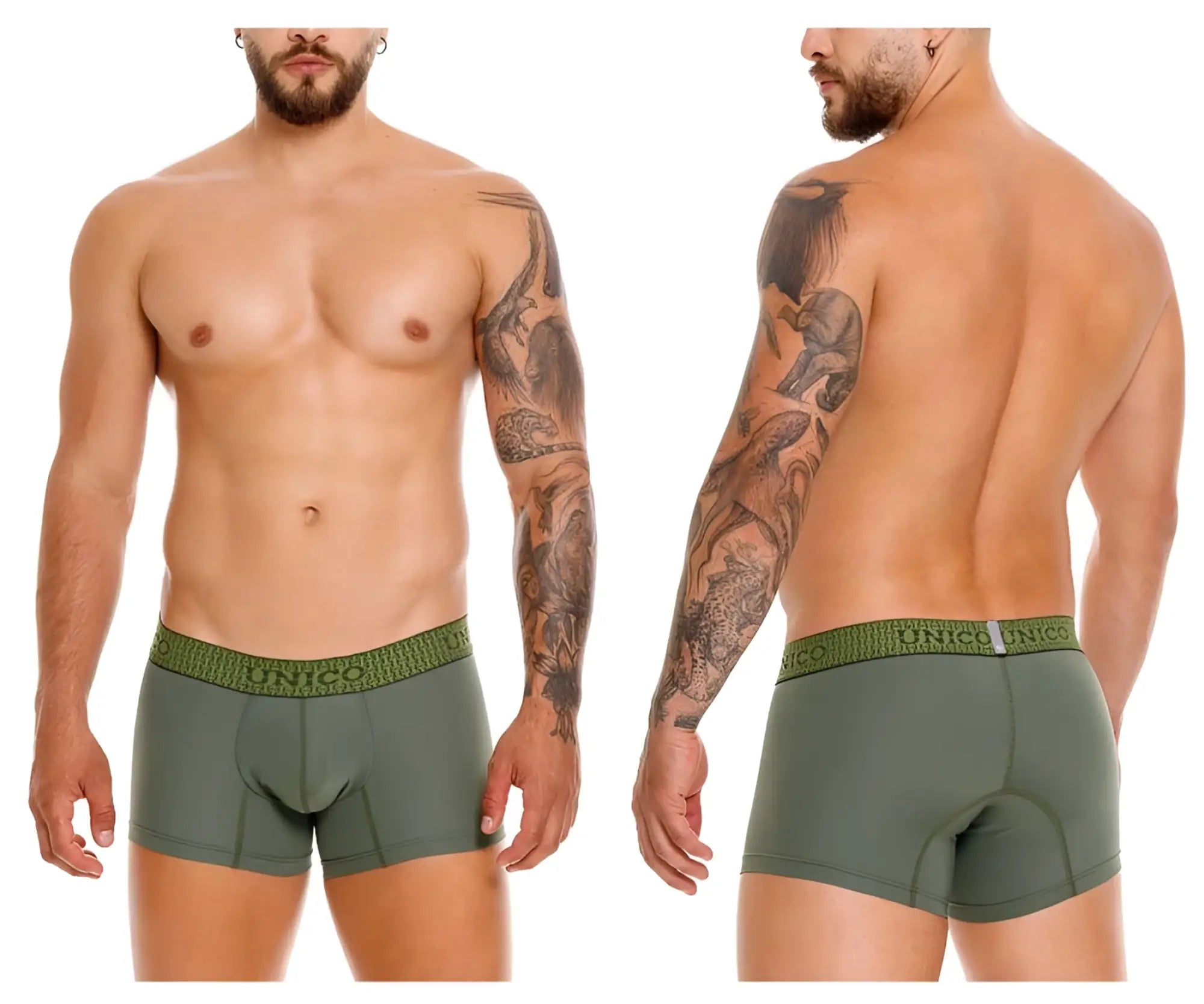 Olive green unico 25020100105 glauco trunks boxer briefs with textured elastic waistband for comfortable wear