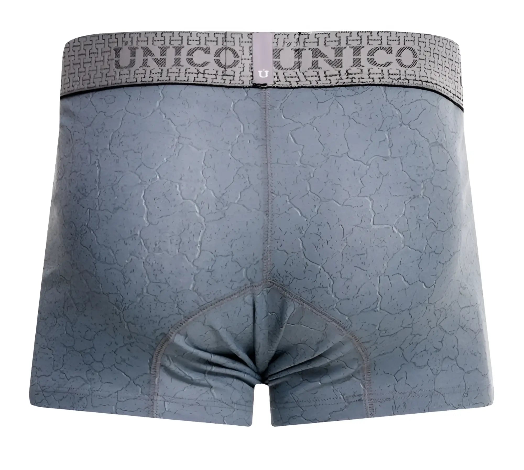 Gray unico boxer briefs with cracked texture pattern and branded waistband in unico 25020100116 baldio trunks color 59-gray