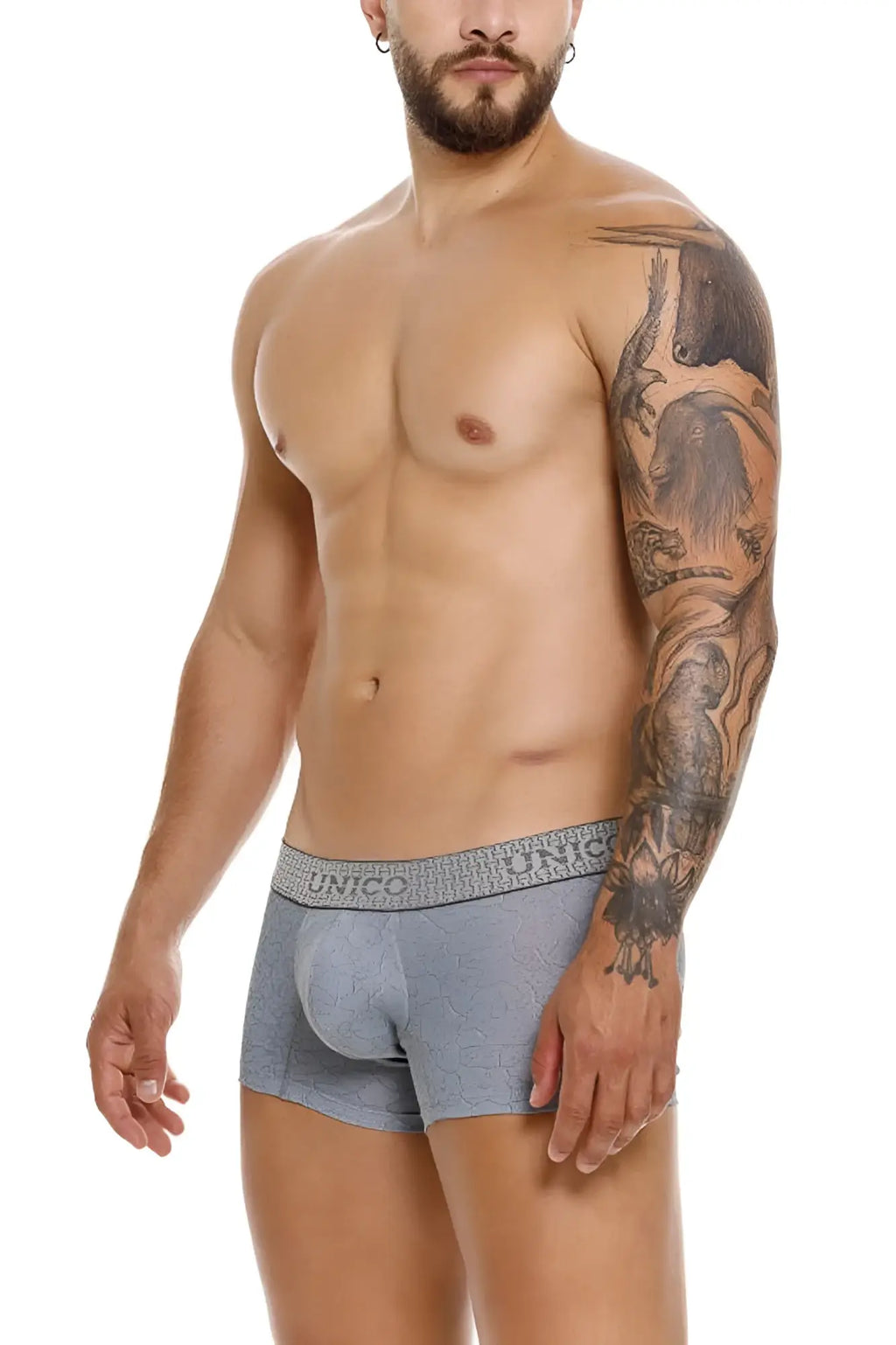 Gray patterned unico 25020100116 baldio trunks briefs with textured fabric and elastic waistband in color 59 gray