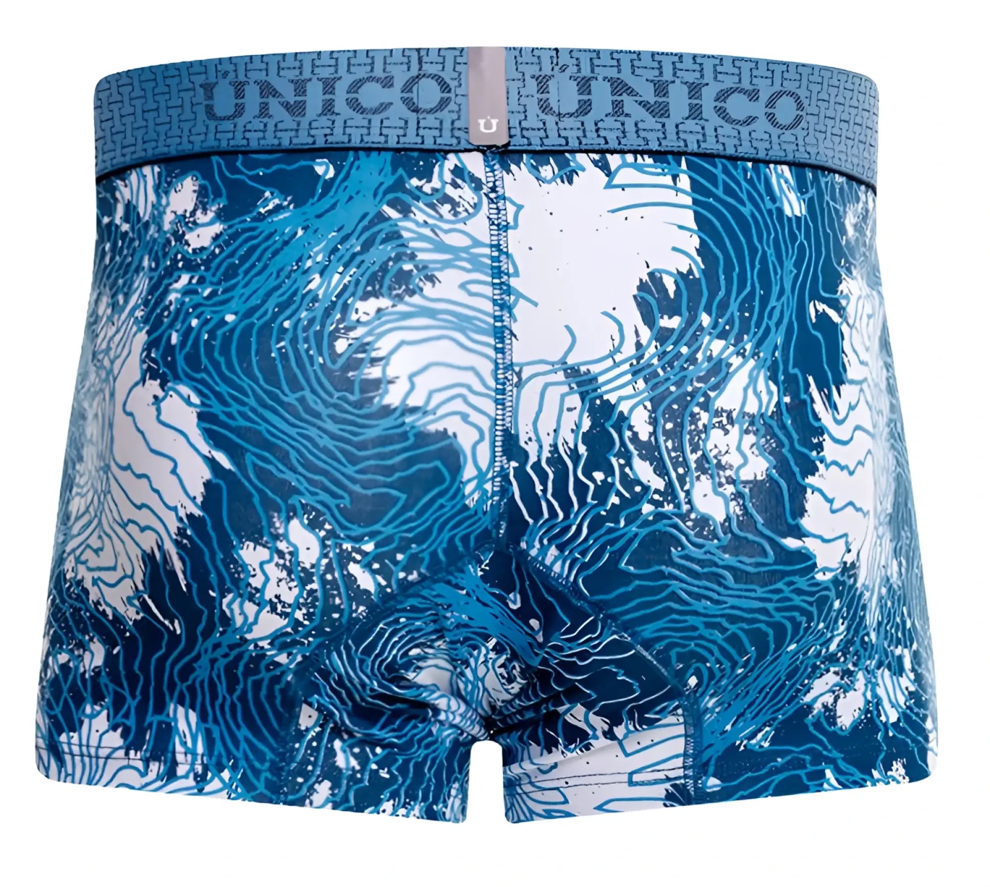 Unico 25020100117 barniz trunks mens boxer briefs in blue and white topographic map pattern