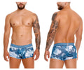 Blue and white wave-patterned unico 25020100117 barniz trunks with textured elastic waistband boxer briefs