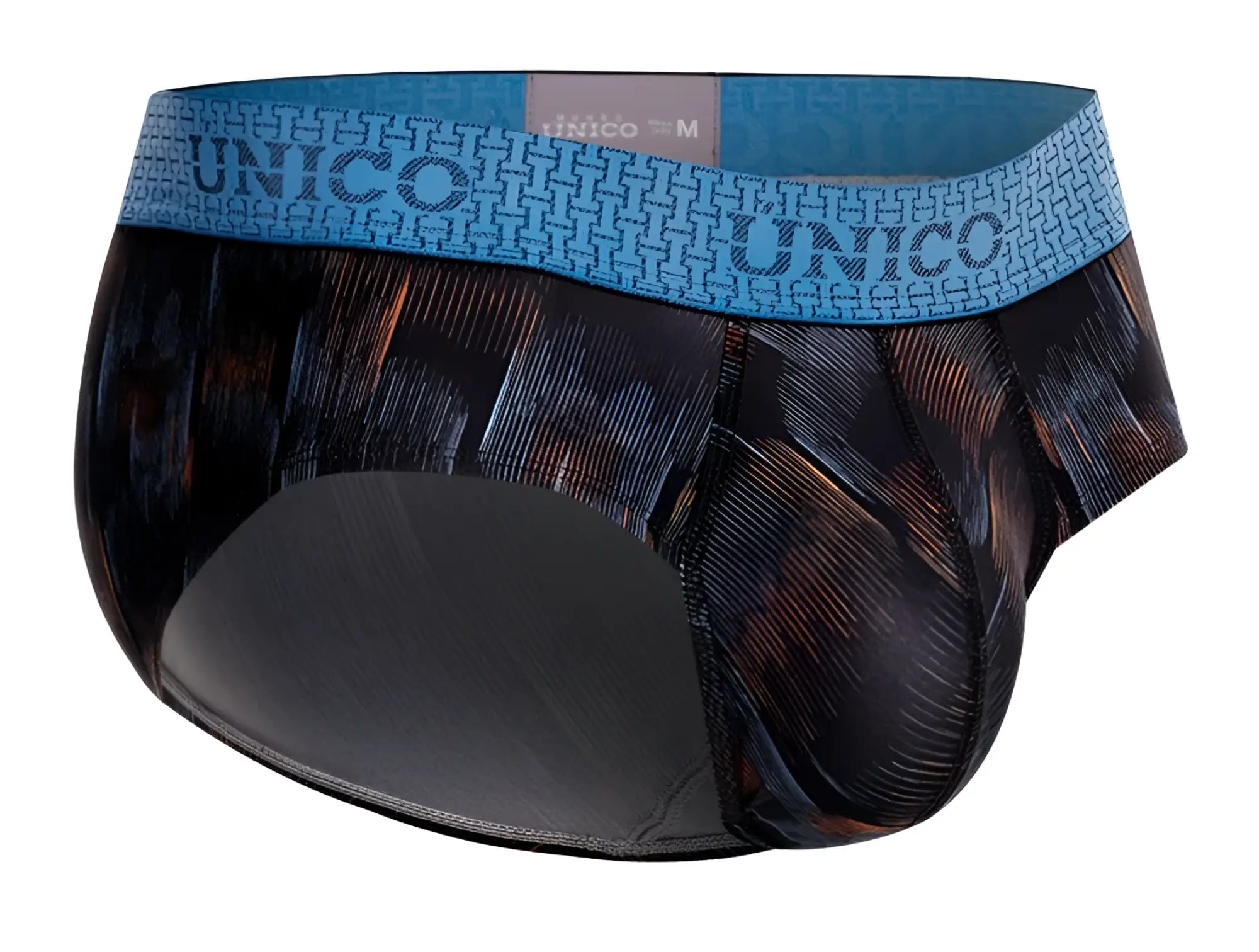 Unico 25020101102 Epitome briefs in black with blue textured abstract patterned fabric for men