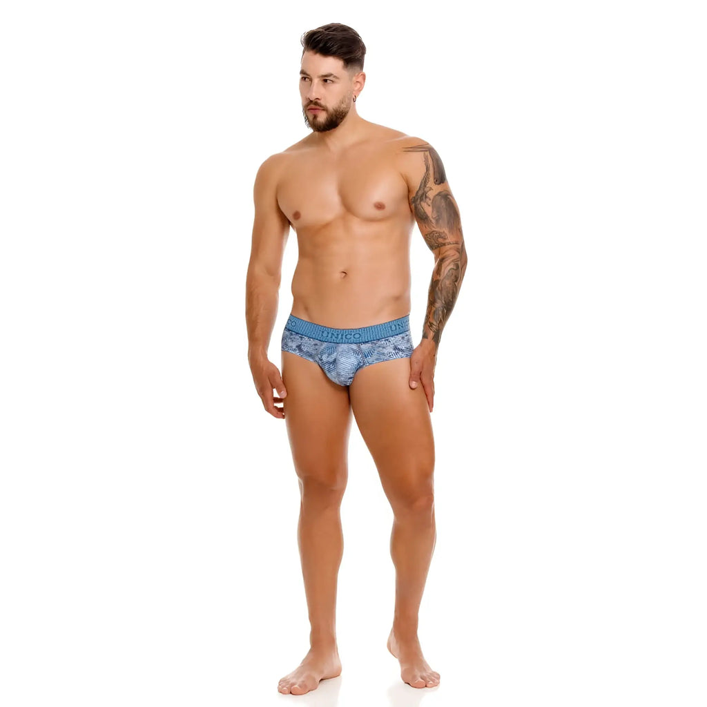 Unico 25020101111 Ostion briefs in blue with textured fabric and branded waistband for comfortable fit