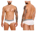 White unico 25020101120 marfil briefs with gray patterned waistband featuring unico brand name in white color