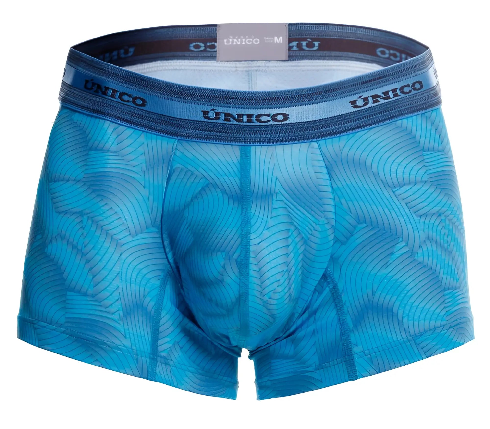 Blue patterned unico 25040100101 estrella trunks men’s boxer briefs with subtle wave design and elastic waistband