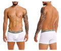 White unico men’s boxer briefs with gray elastic waistband branded unico 25040100122 sensacion trunks color 00-white