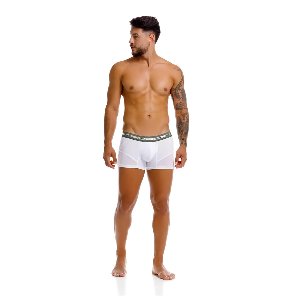 White men’s boxer briefs unico 25040100122 sensacion trunks with gray vince waistband in white color