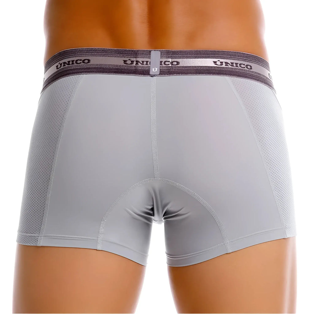 Gray unico boxer briefs with mesh panel and branded waistband in albaricoque trunks color 59-gray