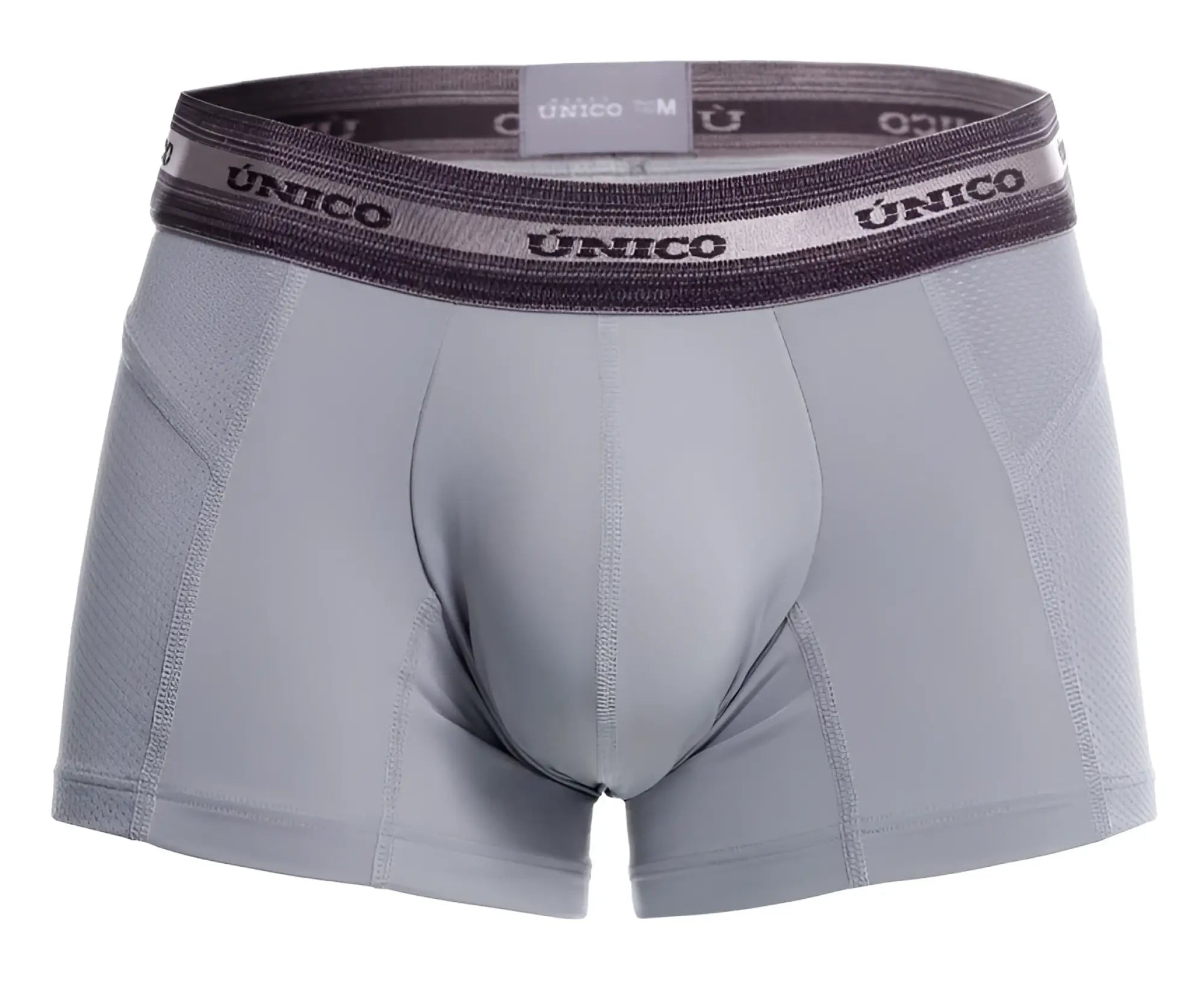 Gray unico 25040100123 albaricoque men’s boxer briefs with textured waistband and black brand name lettering