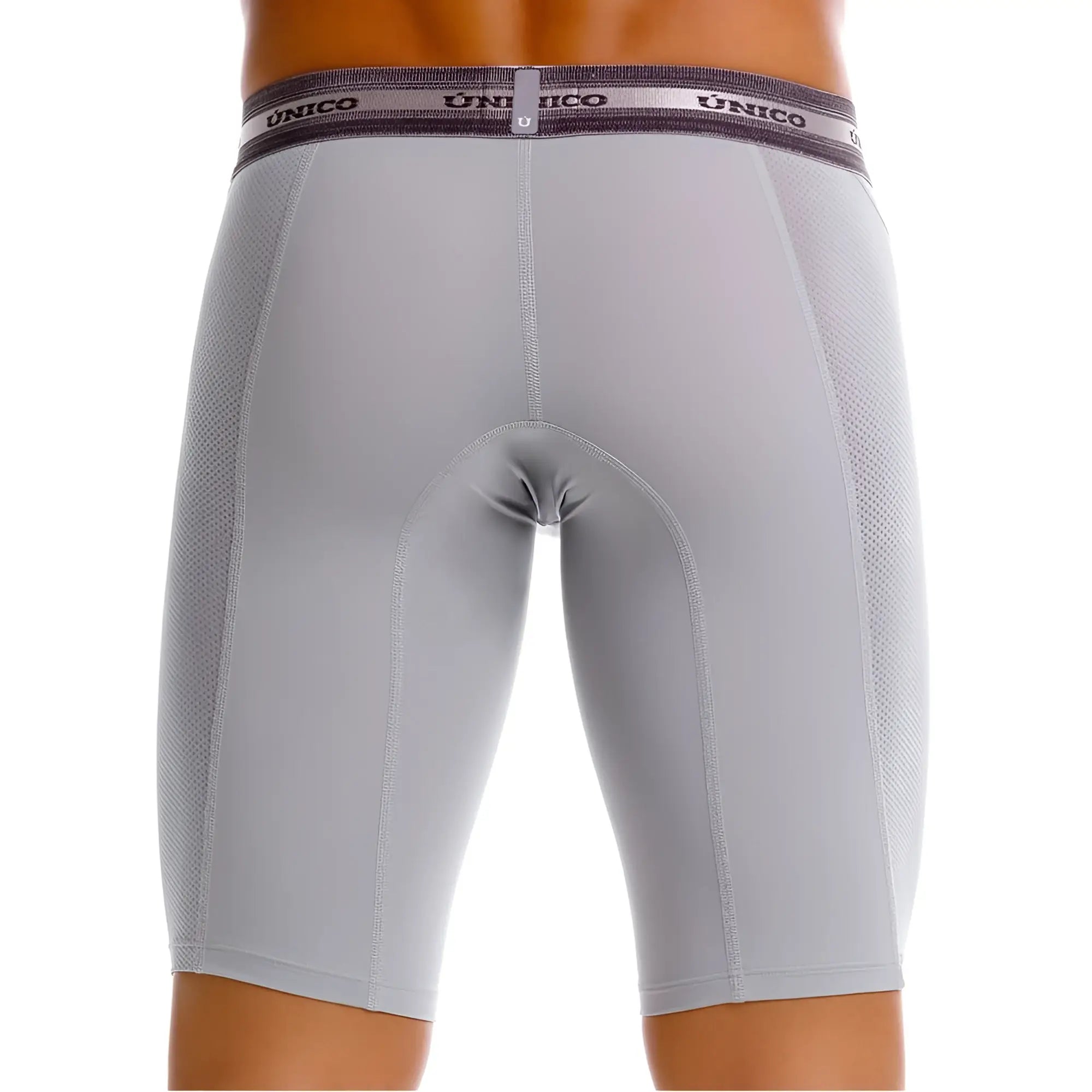 Gray unico albaricoque boxer briefs with textured mesh back panel and elastic waistband in color 59 gray