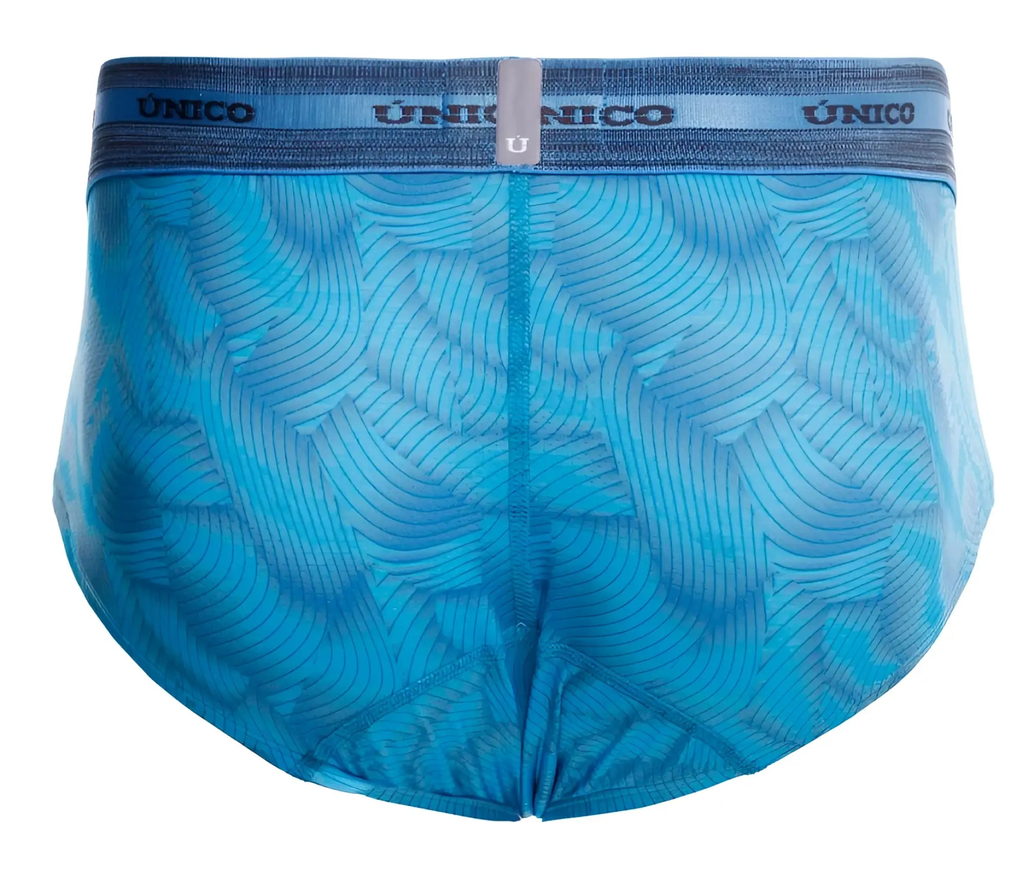 Blue patterned unico 25040101101 estrella briefs with subtle wave design and elastic waistband in color 46-blue