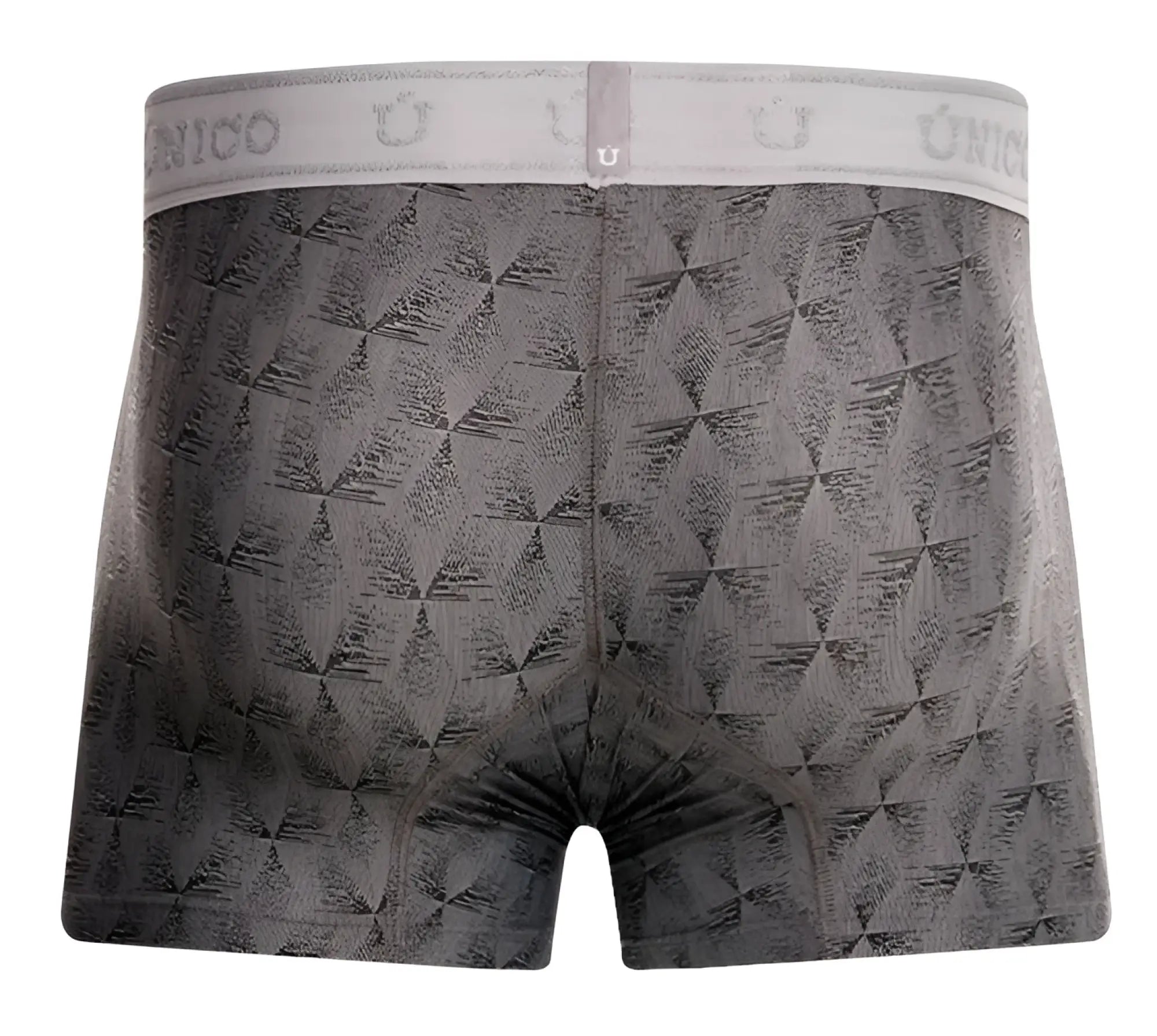 Gray unico boxer briefs with subtle geometric pattern and branded elastic waistband in chisell trunks color 59-gray