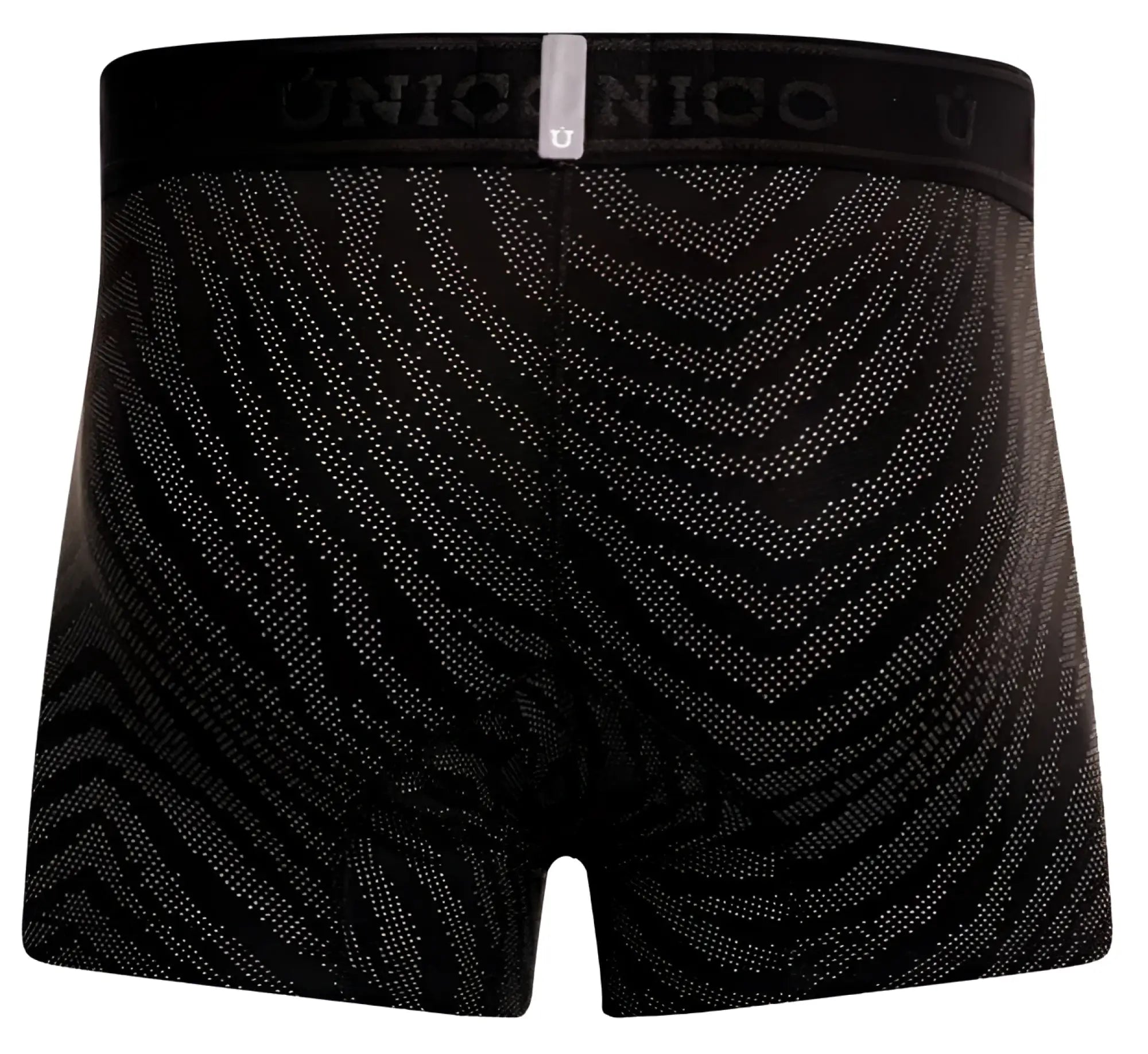 Black unico 25050100104 zelmur trunks boxer briefs with subtle dotted zebra stripe pattern in black fabric