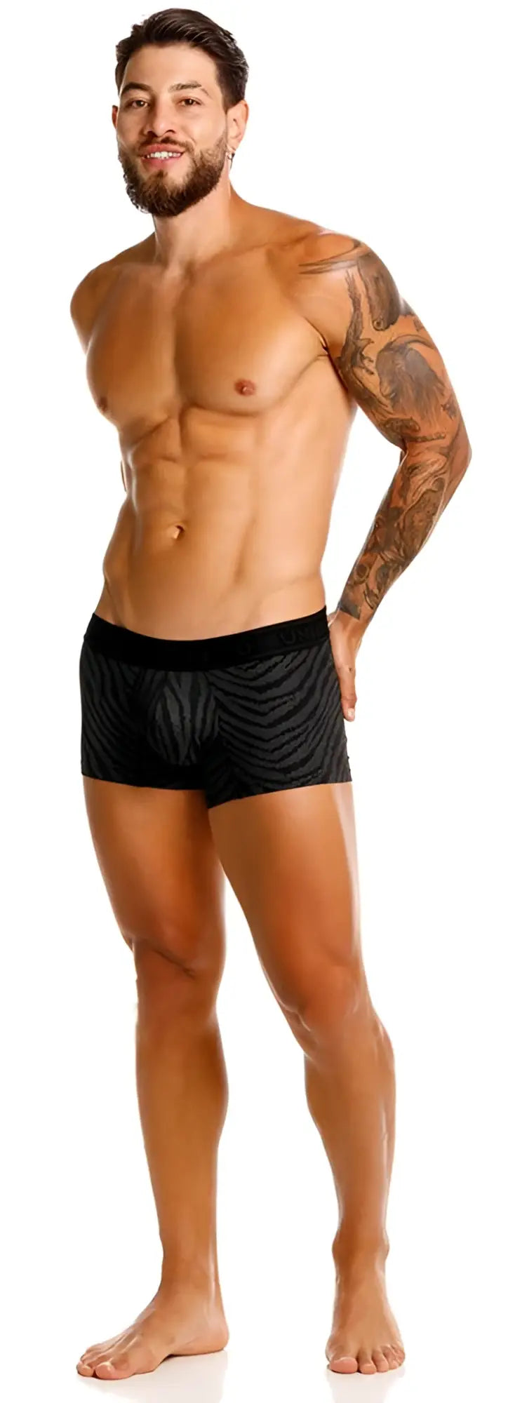 Black boxer briefs unico 25050100104 zelmur trunks with textured wavy pattern color 99 black