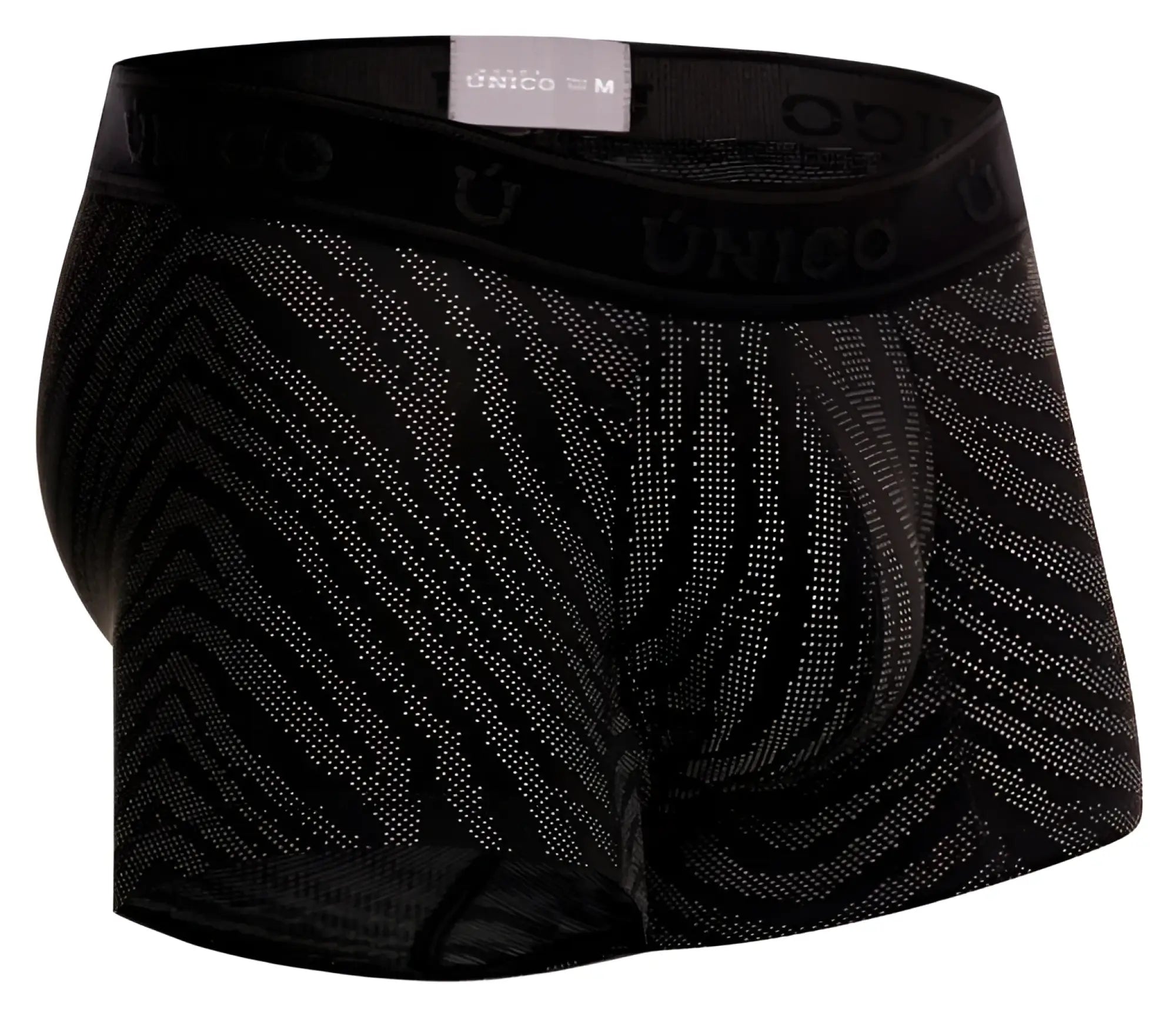 Black unico 25050100104 zelmur trunks boxer briefs with gray zigzag pattern and dotted texture in color 99-black