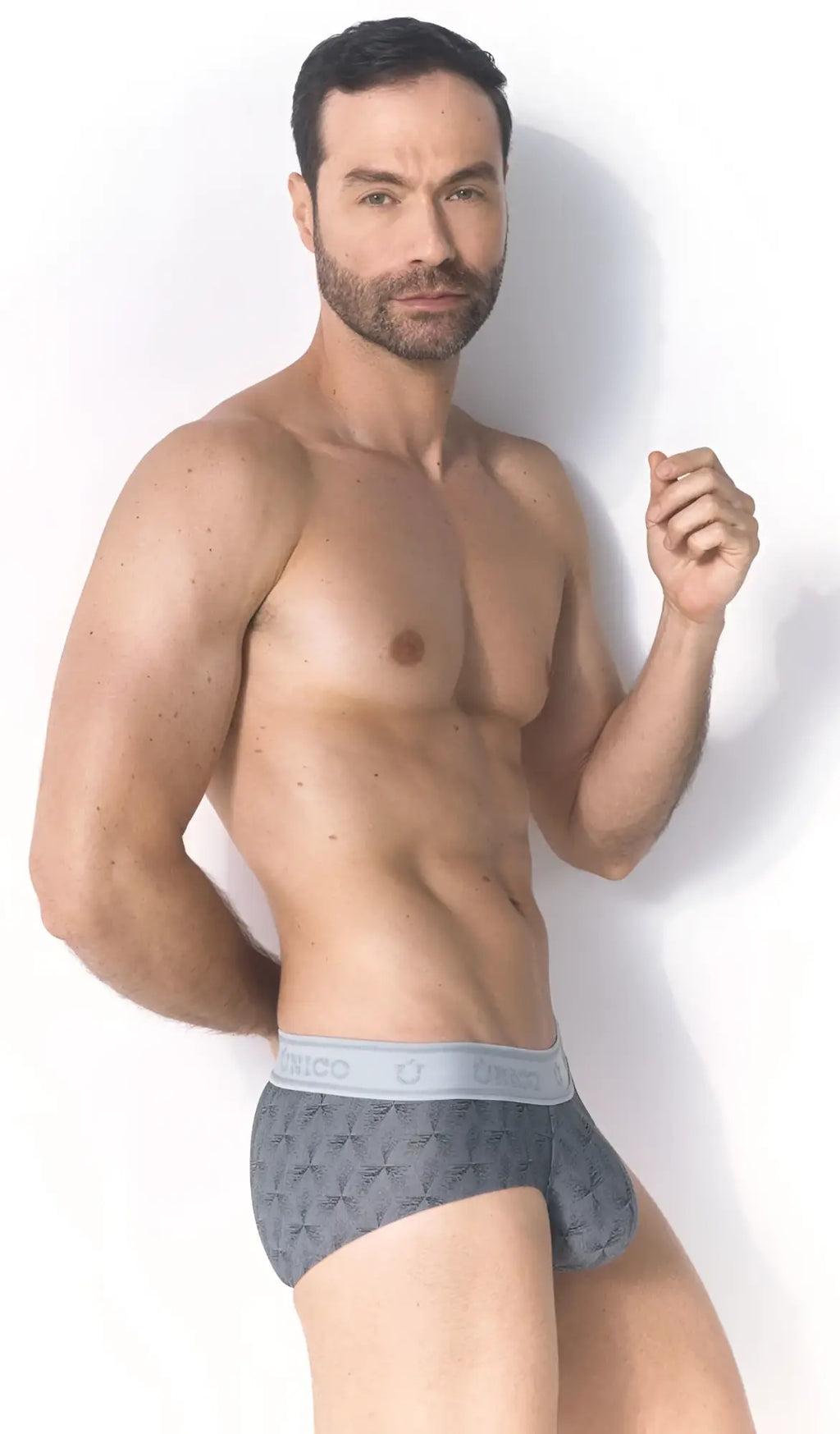 Unico 25050101103 chisell briefs gray patterned with light gray danco elastic waistband for comfortable fit