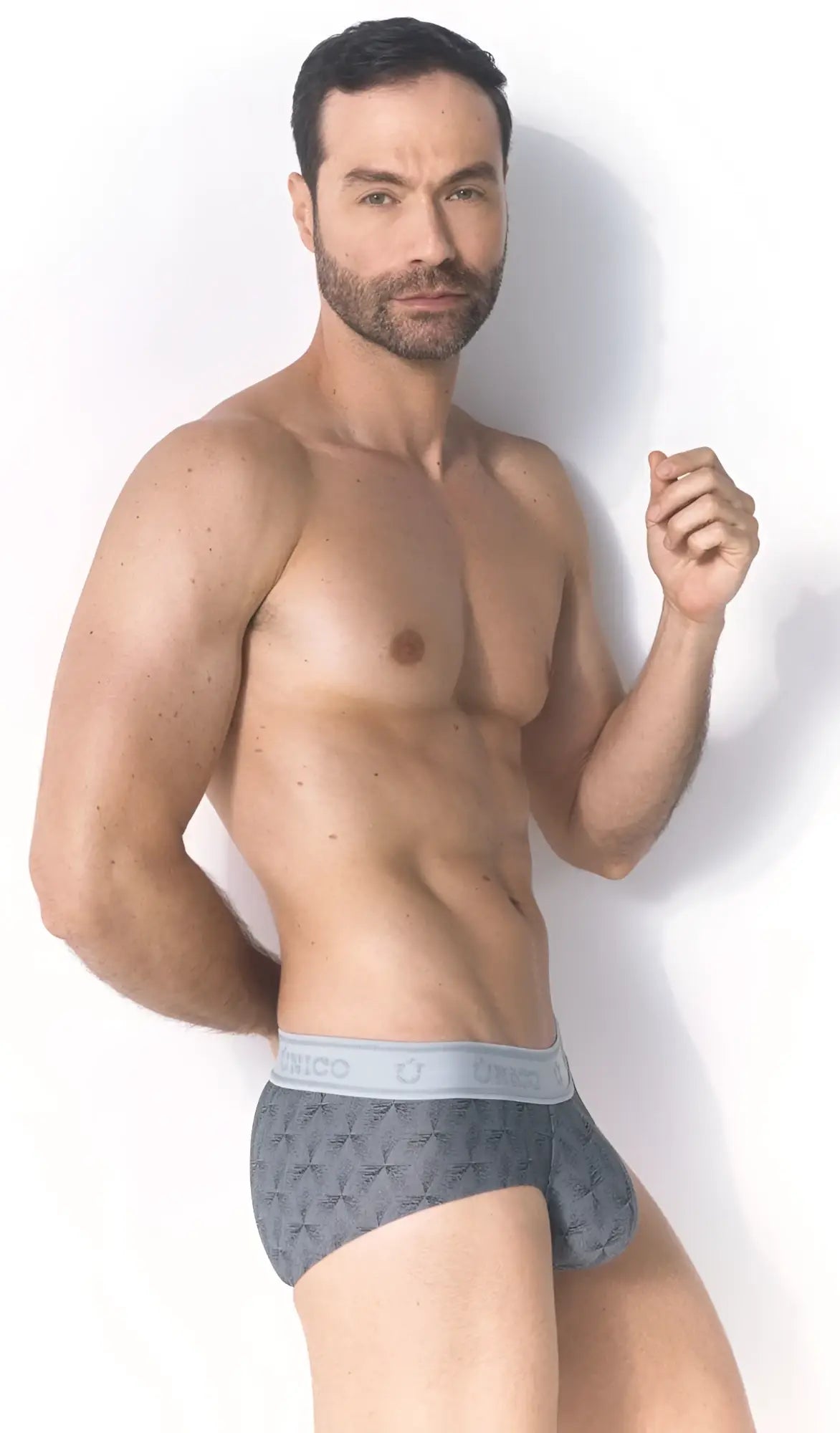 Unico 25050101103 chisell briefs gray patterned with light gray danco elastic waistband for comfortable fit