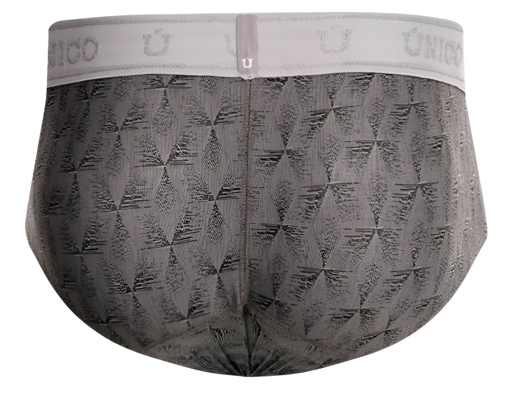 Gray patterned unico 25050101103 chisell briefs with subtle geometric design and elastic waistband for men