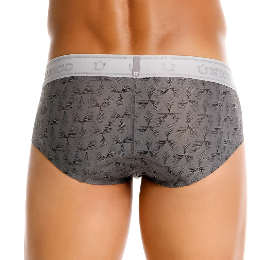 Unico 25050101103 chisell briefs gray patterned men’s briefs with subtle geometric design and elastic waistband