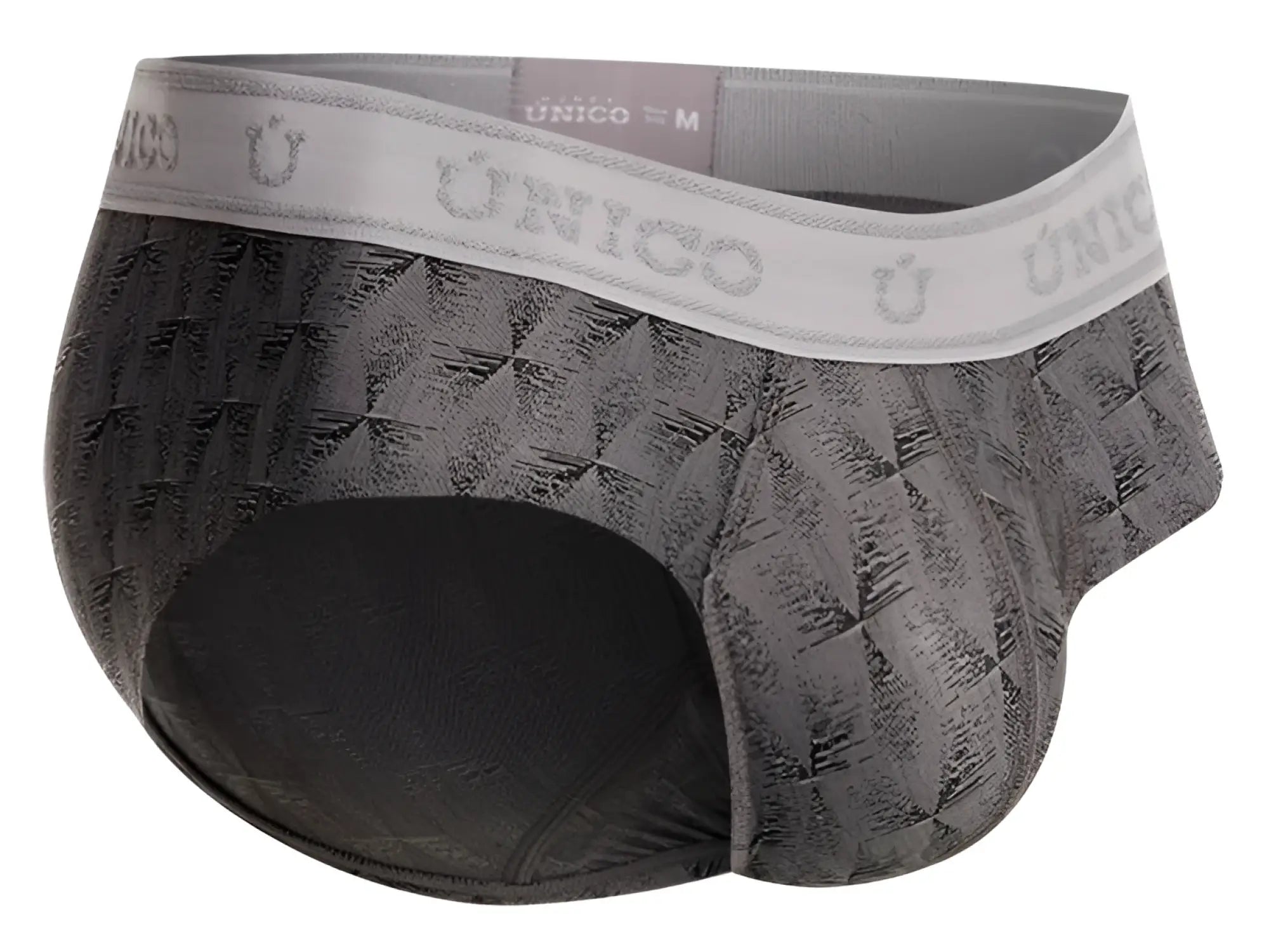 Gray patterned unico 25050101103 chisell briefs with textured geometric design and elastic waistband for men