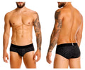 Black and gray zebra-striped men’s briefs with black elastic waistband branded nico from Unico 25050101104 Zelmur Briefs