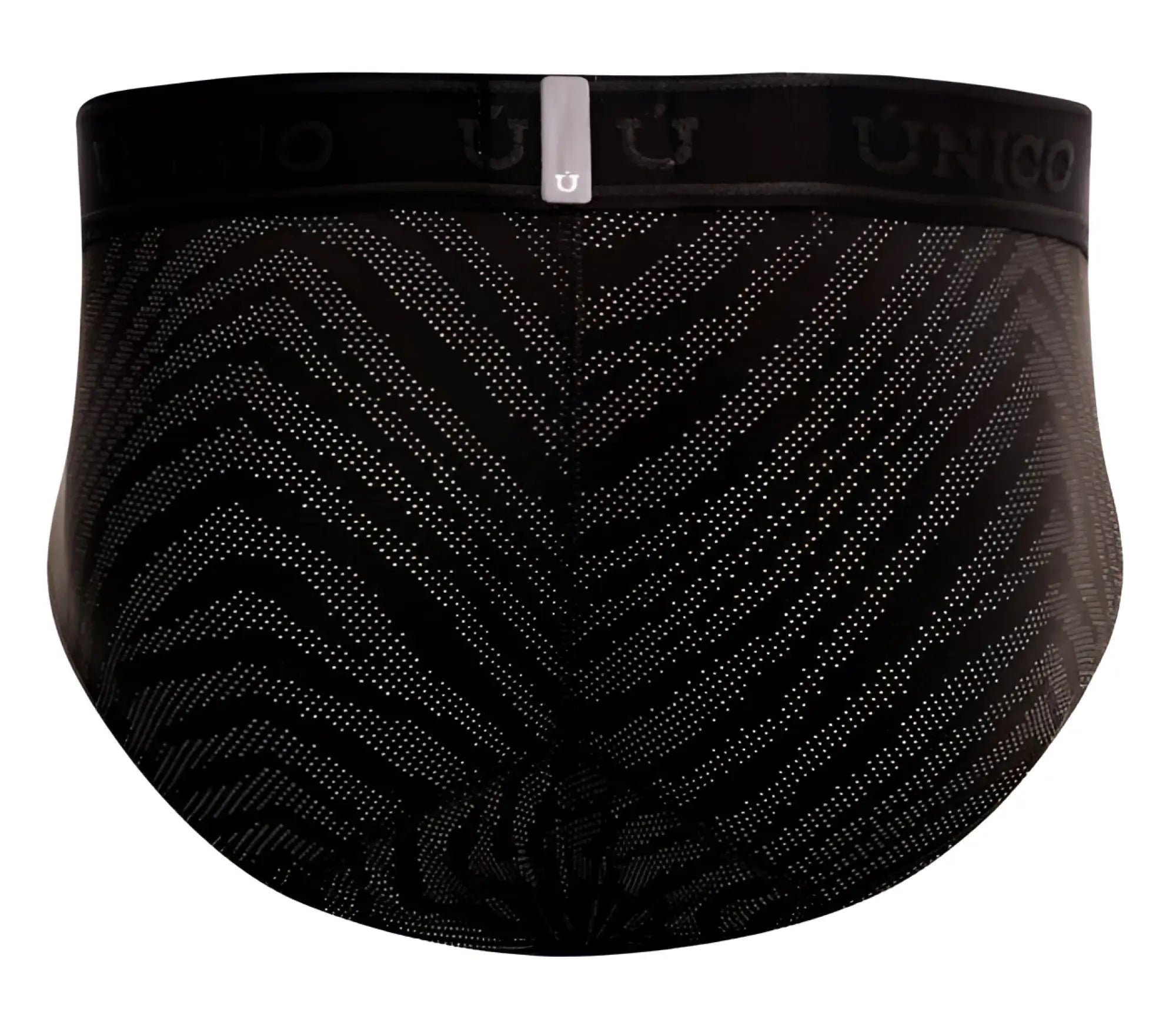 Black unico 25050101104 zelmur briefs featuring a subtle gray dotted chevron pattern on fine fabric
